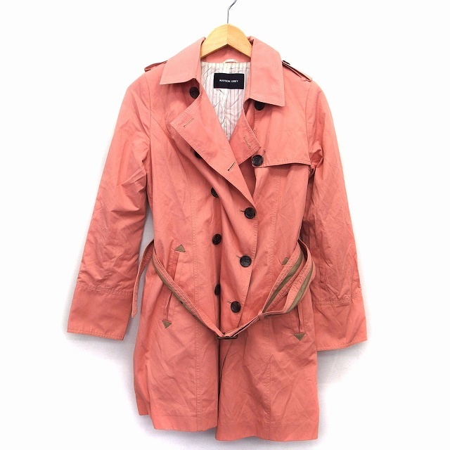  Mayson Grey MAYSON GREY trench coat middle cotton . plain stripe pattern fake leather belt 2 pink /HT34 lady's 