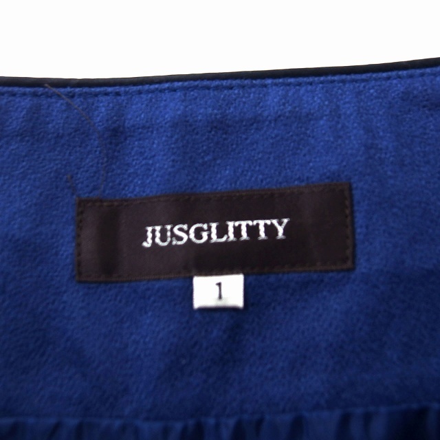 ジャスグリッティー JUSGLITTY フレア スカート ひざ丈 ボタン ウール 1 ブルー 青 /FT14 レディース_画像3