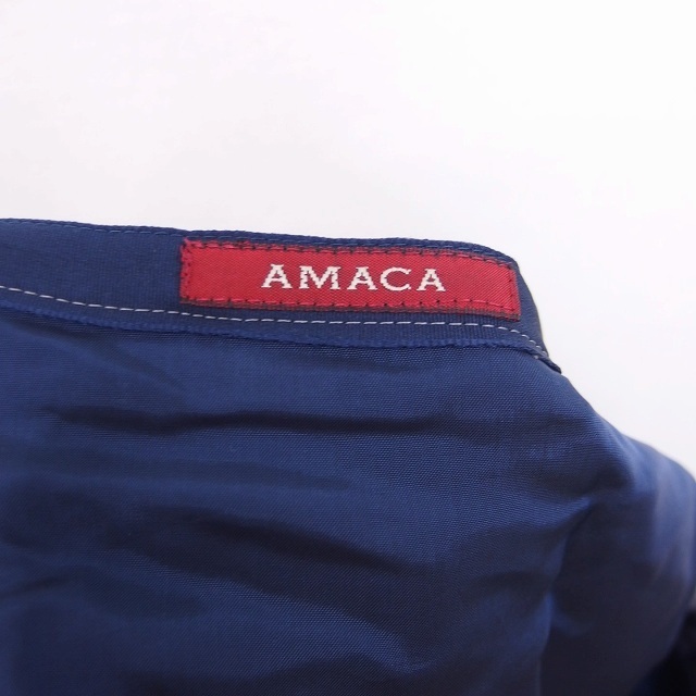 アマカ AMACA フレア スカート ミモレ丈 ロング 薄手 サイドジップ ウール 38 グレー /TT30 レディース_画像3