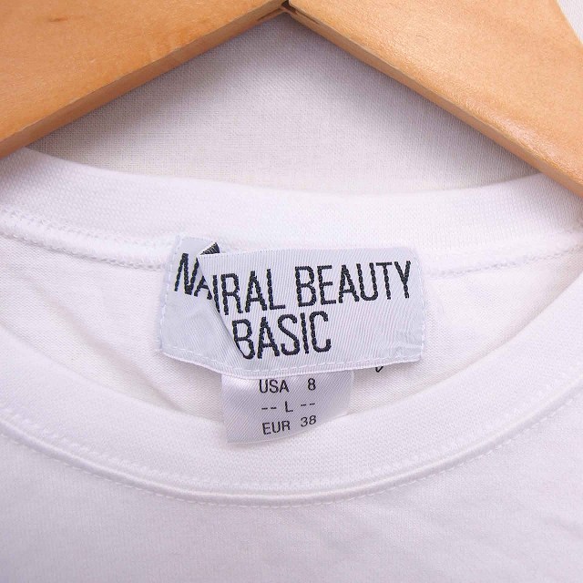 ナチュラルビューティーベーシック NATURAL BEAUTY BASIC Tシャツ カットソー 丸首 無地 半袖 L ホワイト 白 /TT26 レディース_画像3