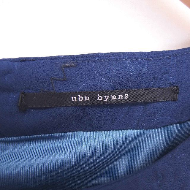 アーバンヒムス UBN HYMNS ワンピース 膝下丈 総柄 七分袖 M ネイビー 紺 /TT31 レディース_画像3