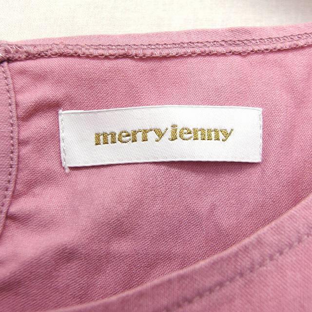 メリージェニー merry jenny ワンピース フレア ミニ 丸首 半袖 背あき 無地 シンプル F ピンクパープル 紫 /HT34 レディース_画像3