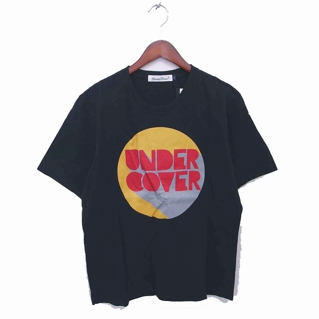 未使用品 アンダーカバー UNDERCOVER JUN TAKAHASHI タグ付き Tシャツ カットソー 丸首 ロゴ プリント 半袖 2 黒 /TT1 メンズ