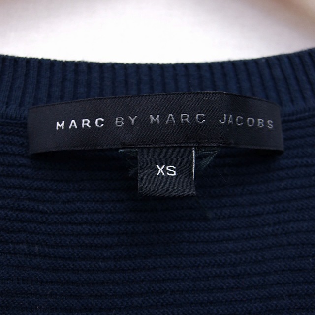 マークバイマークジェイコブス MARC by MARC JACOBS 国内正規品 ニット カットソー 丸首 五分袖 シルク混 リブ XS 紺 /HT25 レディース_画像3