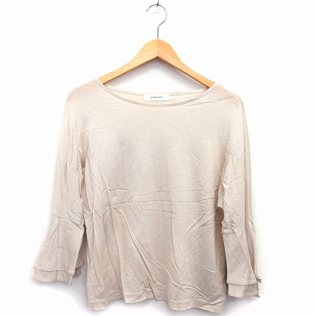  Mayson Grey MAYSON GREY T-shirt cut and sewn ound-necked long sleeve plain simple frill sleeve 2 beige /HT10 lady's 