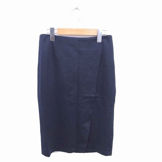  Ballsey BALLSEY Tomorrowland tight skirt knees under height back Zip flax linen. thin 36 navy navy blue /TT23 lady's 