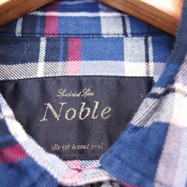 スピック＆スパン ノーブル Spick&Span Noble シャツ ブラウス 長袖 コットン チェック 38 ネイビー 紺 /KT26 レディース_画像3