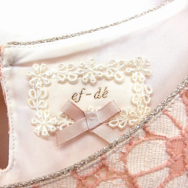 エフデ ef-de レース シャツ ブラウス 半袖 丸首 ペプラム 刺繍 9 ピンク /FT35 レディース_画像3
