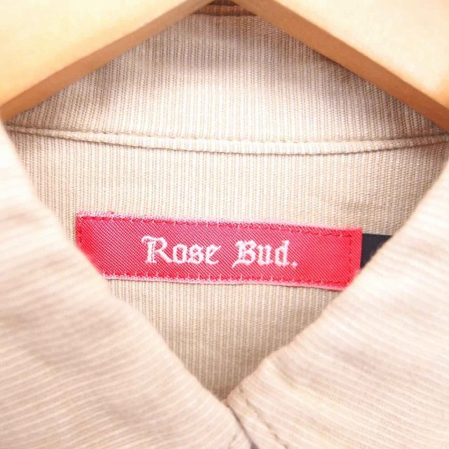 ローズバッド ROSE BUD シャツ ブラウス ステンカラー 薄手 綿 コットン 長袖 1 ベージュ 茶 /TT32 レディース_画像3