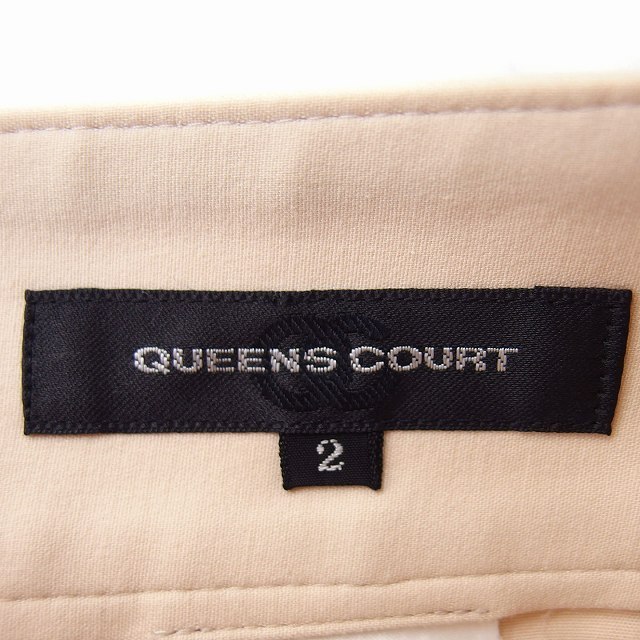 クイーンズコート QUEENS COURT クロップド パンツ 裾ボタン 無地 コットン 綿 2 ベージュ /FT19 レディース_画像3