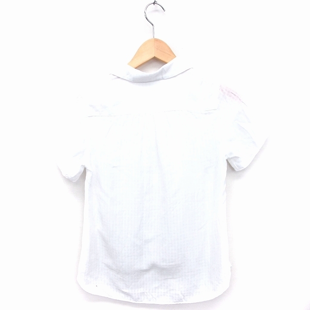 k Miki .k Kumikyoku KUMIKYOKU check pattern shirt blouse short sleeves open color circle collar S2 white /FT17 lady's 