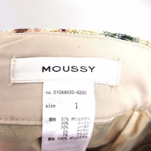 マウジー moussy 台形 スカート ミニ 綿混 花 柄 タック 厚手 1 ベージュ /HT26_画像3