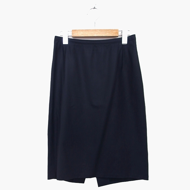  Moga MOGA trapezoid skirt knees on Mini wool wool stripe pattern slit 1 dark gray ash /HT4 lady's 