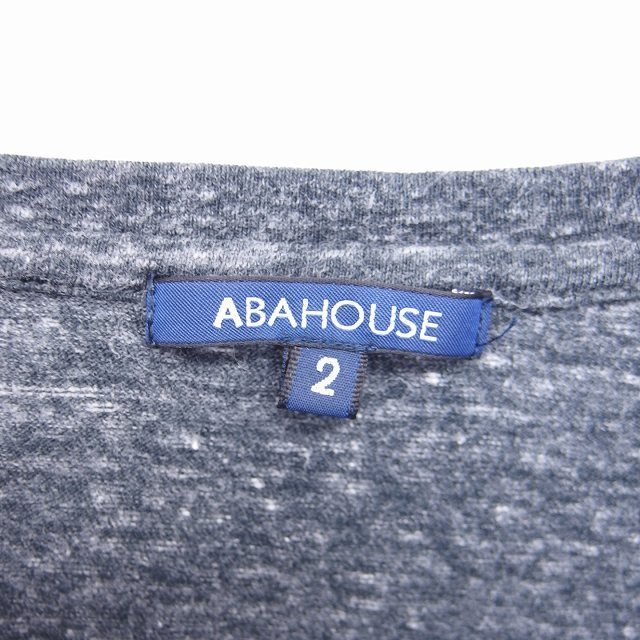 アバハウス ABAHOUSE Tシャツ カットソー 丸首 ボーダー 半袖 2 チャコールグレー ホワイト 白 /TT16 レディース_画像3