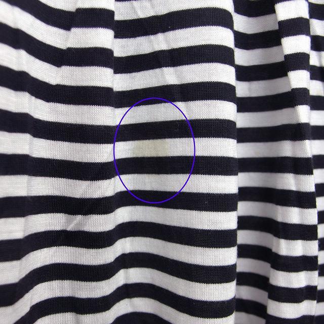 アンタイトル UNTITLED Tシャツ カットソー チュニック 丸首 半袖 ボーダー タック ドッキング 44 ブラック ホワイト /HT16 レディース_画像4