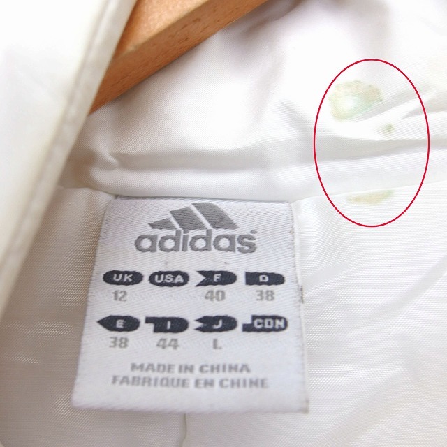  Adidas adidas domestic regular goods bench coat outer s Lee stripe s Logo cotton inside f- Delon g height L white /FT14 lady's 