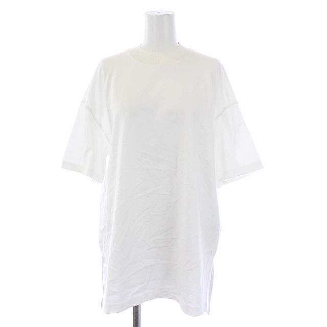 エンフォルド ENFOLD 21SS ブロック天竺スタンドネック ルーズT-SHIRT 半袖 Tシャツ カットソー 無地 オーバーサイズ 38 M 白 ホワイト_画像1