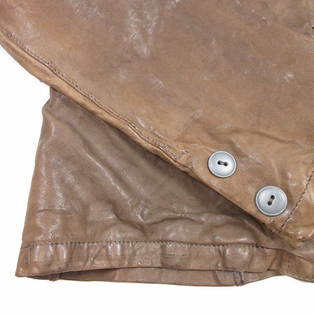 サルバトーレサントロ Salvatore Santoro 13SS イタリア製 羊革 テーラード ジャケット ラム レザー 44 モカブラウン/レディース_画像4