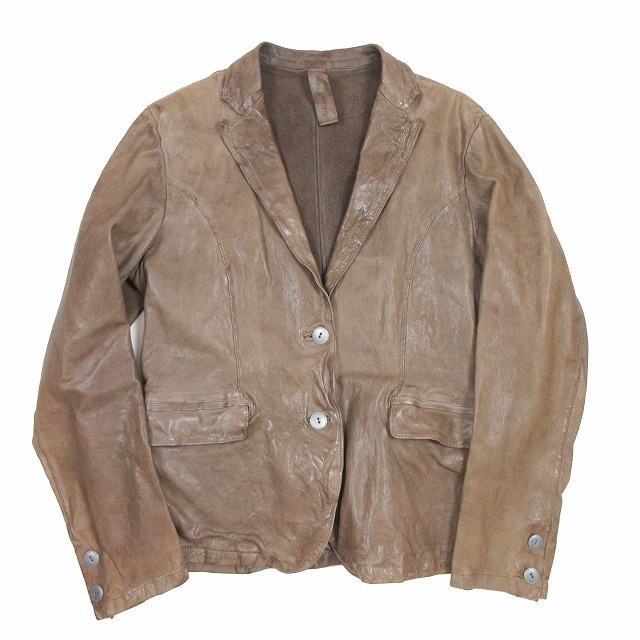 サルバトーレサントロ Salvatore Santoro 13SS イタリア製 羊革 テーラード ジャケット ラム レザー 44 モカブラウン/レディース_画像1