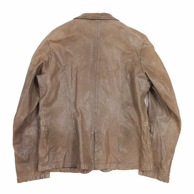 サルバトーレサントロ Salvatore Santoro 13SS イタリア製 羊革 テーラード ジャケット ラム レザー 44 モカブラウン/レディース_画像2