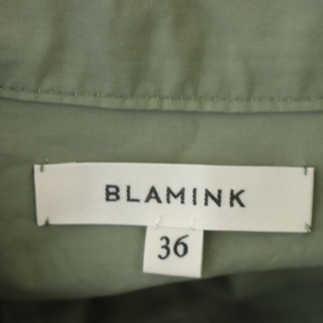 ブラミンク BLAMINK ミリタリーシャツワンピース 七分袖 ロング 前開き 36 カーキ /CM ■OS レディース_画像3