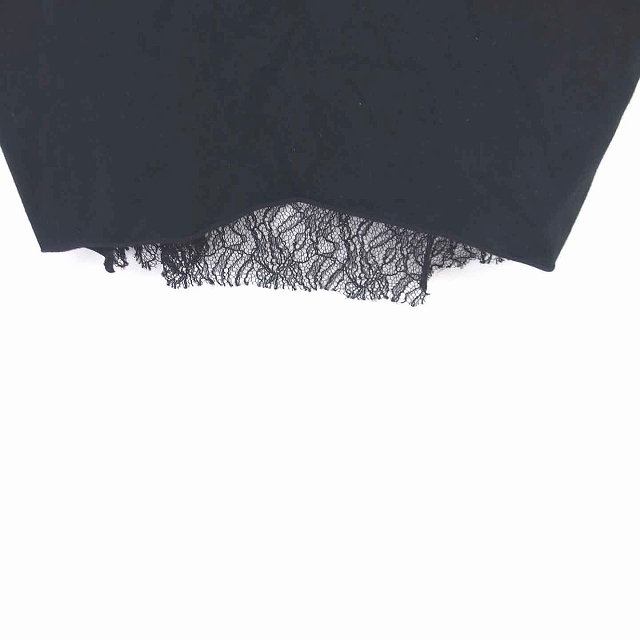 マウジー moussy カットソー Tシャツ 丸首 レース 透け感 半袖 F 黒 ブラック /TT7 レディース_画像5