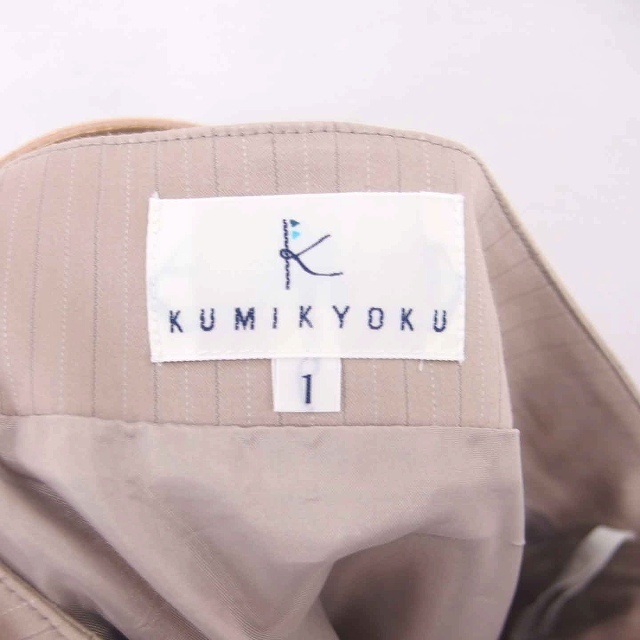 組曲 クミキョク KUMIKYOKU 台形 スカート ストライプ ひざ丈 ベルト 薄手 1 ベージュ 薄茶 /TT3 レディース_画像3