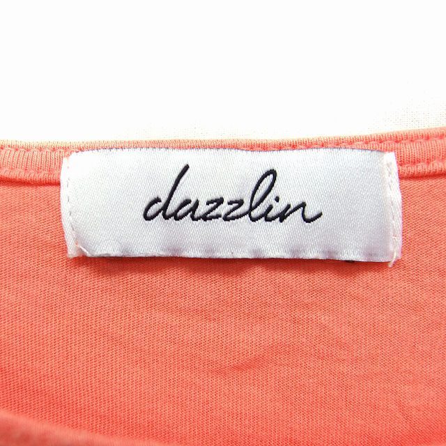 ダズリン dazzlin カットソー Tシャツ 前結び フレンチスリーブ ボートネック 無地 F サーモンピンク /FT38 レディース_画像3