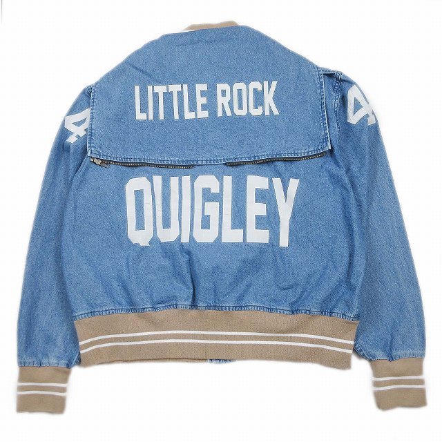 キグリー Quigley DENIM HOODED VARSITY JACKET デニム スタジャン