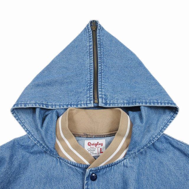 キグリー Quigley DENIM HOODED VARSITY JACKET デニム スタジャン