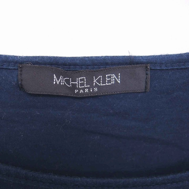 ミッシェルクラン MICHEL KLEIN カットソー Tシャツ ボートネック 薄手 バイカラー 七分袖 38 ネイビー 紺 /TT32 レディース_画像3