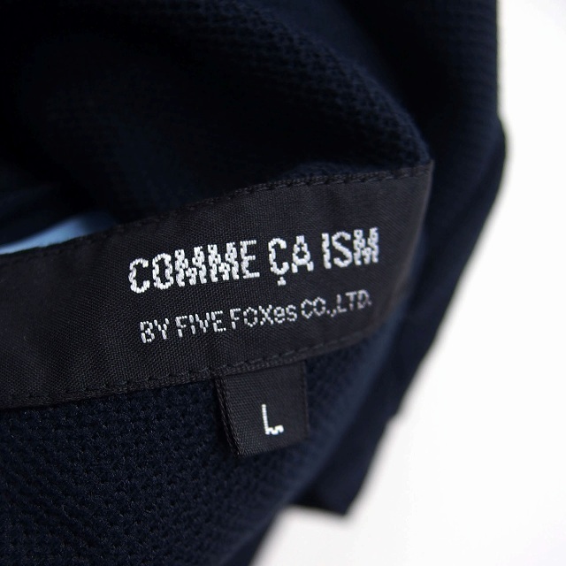 コムサイズム COMME CA ISM テーラード ジャケット シングル 綿混 総柄 ライン 袖スリット 薄手 L ブラック 黒 /HT32 レディース_画像3