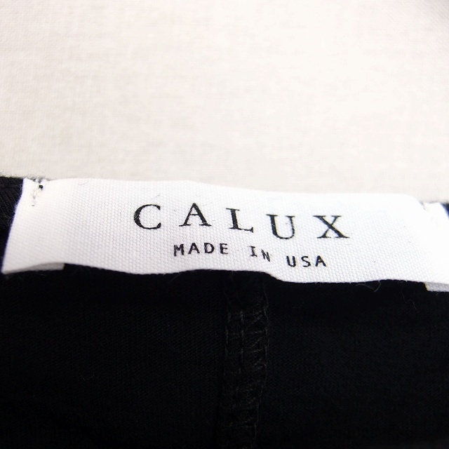 キャラクス CALUX Tシャツ カットソー 五分袖 丸首 ロングテール 無地 シンプル 綿混 薄手 ブラック 黒 /HT23 レディース_画像3