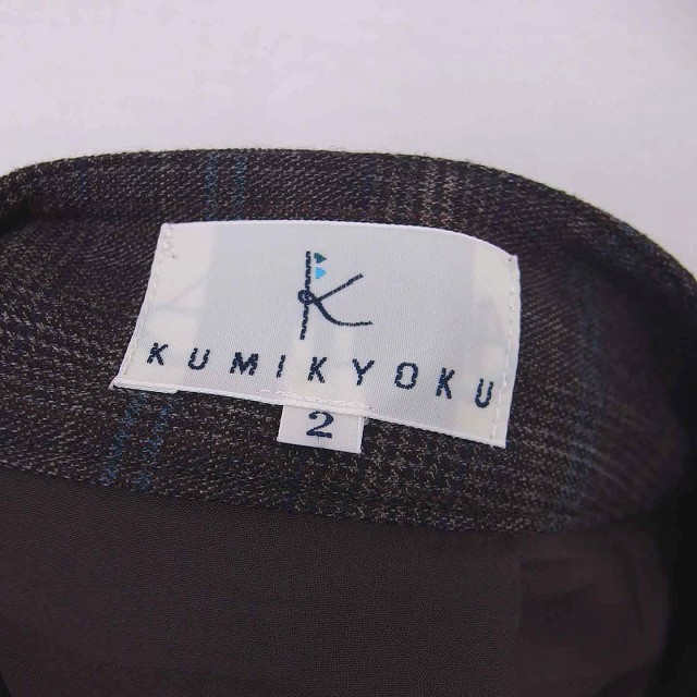 k Miki .k Kumikyoku KUMIKYOKU shorts check roll up Zip fly thick wool .2 tea Brown /TT29 lady's 