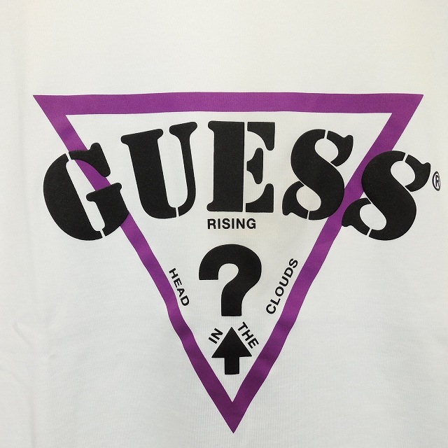  не использовался товар Guess GUESS 19 GUESSx88RISING GUE88RISING футболка cut and sewn короткий рукав вырез лодочкой хлопок Logo принт M белый фиолетовый мужской 