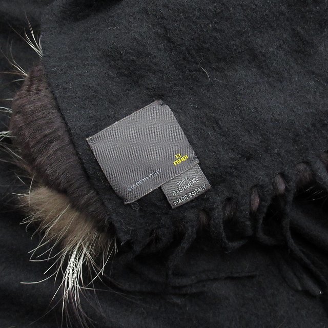 美品 フェンディ FENDI カシミヤ チンチラ ファー 大判 マフラー