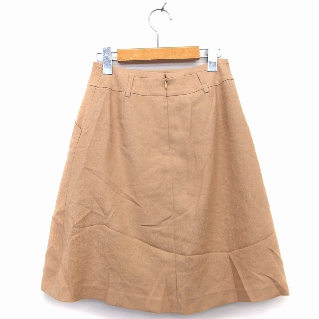  Rope ROPE flair skirt knees height plain simple tuck 36 beige /HT27 lady's 