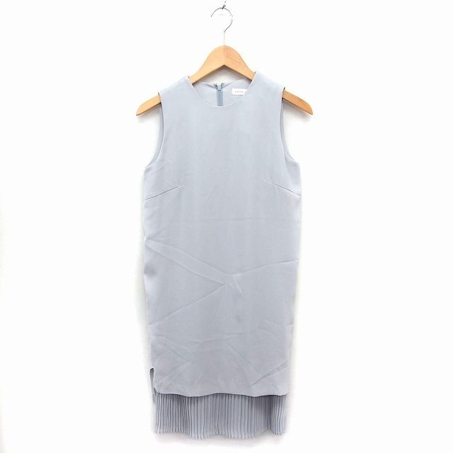  sense ob Play sbai Urban Research One-piece long no sleeve ound-necked chiffon pleat F light gray /FT lady's 