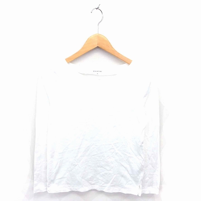 ナチュラルビューティーベーシック NATURAL BEAUTY BASIC Tシャツ カットソー ボートネック 長袖 M ホワイト 白 /TT1 レディース_画像1