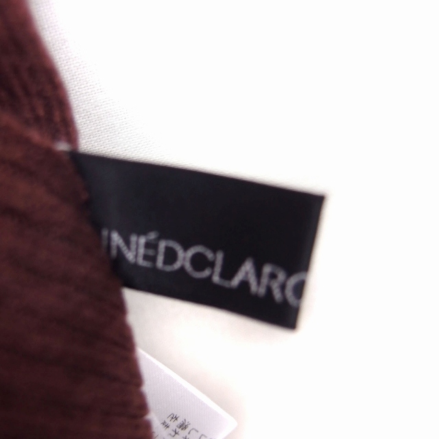  Ined klaroINED CLARO rib knitted sweater long sleeve Dodge neck plain F Brown tea /FT33 lady's 