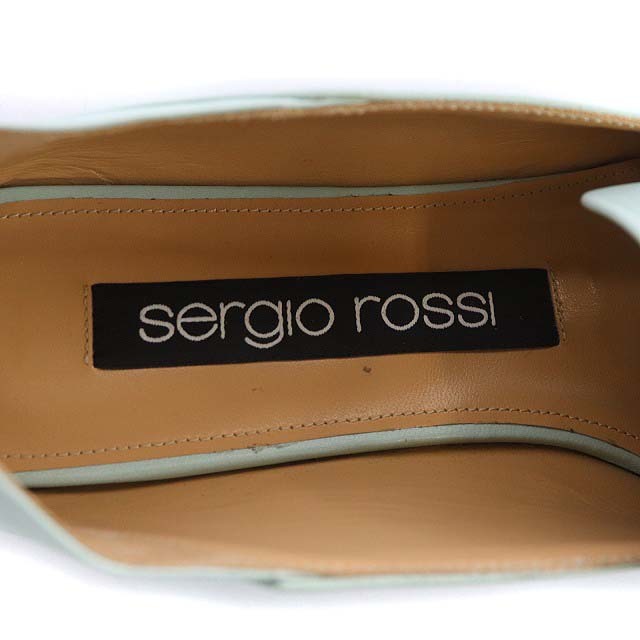 セルジオロッシ Sergio rossi SR1 アイレット ローファー スクエアトゥ 37 24.0m 水色 ライトブルー A77990 /MF ■OS ■SH レディース_画像5