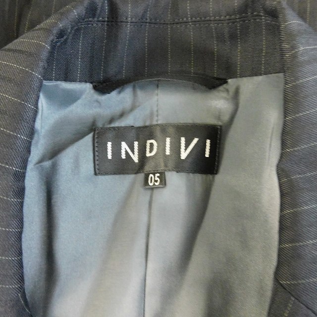 インディヴィ INDIVI テーラードジャケット 長袖 シングル 総裏地 ウール ストライプ 05 黒 ブラック アウター /TAY レディース_画像8