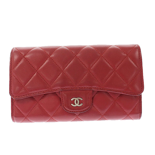 シャネル CHANEL マトラッセ ラムスキン レザー シルバー ココマーク