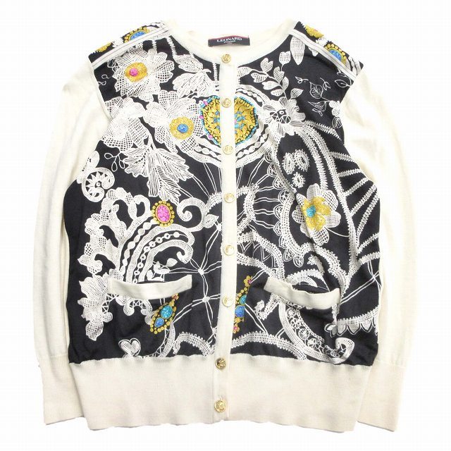 LEONARD FASHION レオナール ジュエリー柄 カーディガン スーツ