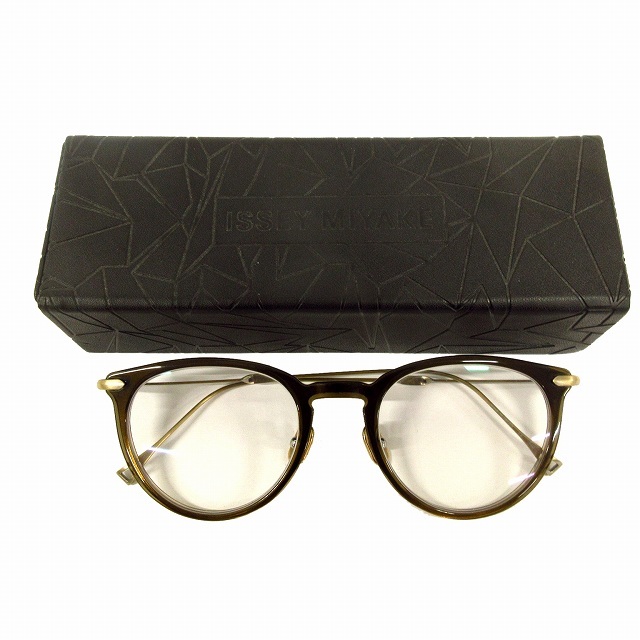 イッセイミヤケ × 金子眼鏡 ISSEY MIYAKE BOSTON 2 ボストン メガネ 伊達眼鏡 サングラス クリア size145 ブラウン  メンズ レディース