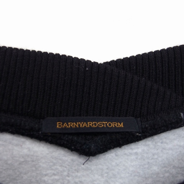  van yard storm BARNYARDSTORM reverse side nappy sweatshirt s wet rib V neck plain cotton 0 black black /FT33 lady's 