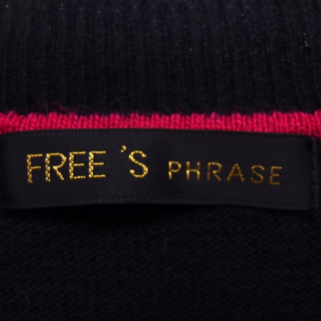 フリーズフレーズ FREE'S PHRASE ニット セーター クルーネック リブ ウール混 ハイゲージ ロングテール 長袖 M 黒 ブラック /NT18_画像3