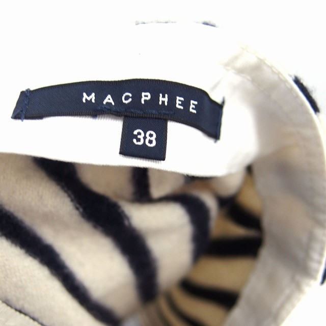 マカフィー MACPHEE トゥモローランド スカート 台形 ミニ ウール ストライプ 38 ホワイト 白 /KT13 レディース_画像3