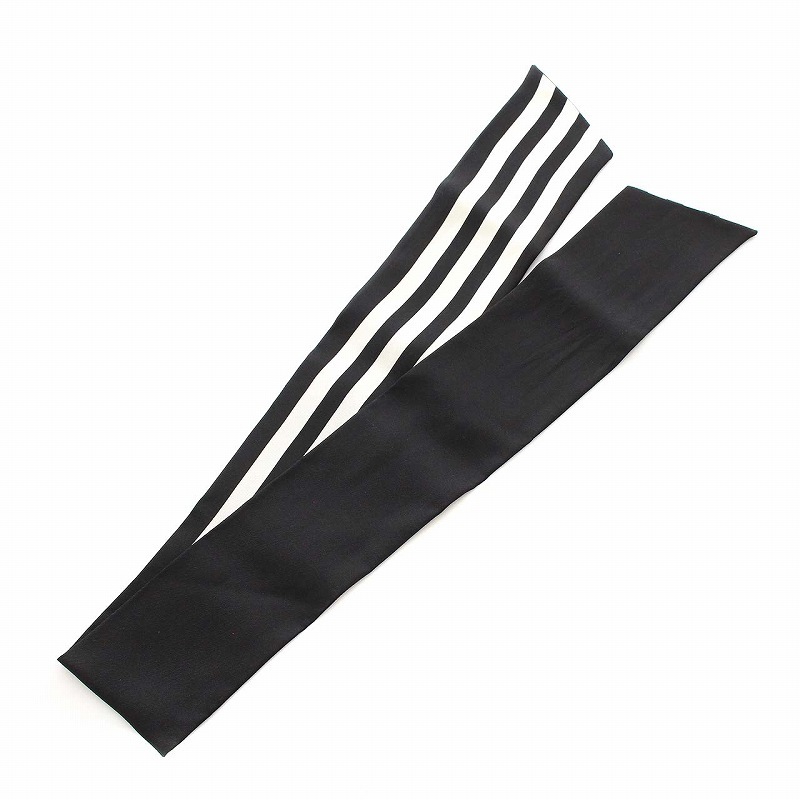 グッチ GUCCI 22SS adidas ストライプ シルク ネックボウ スカーフ 黒