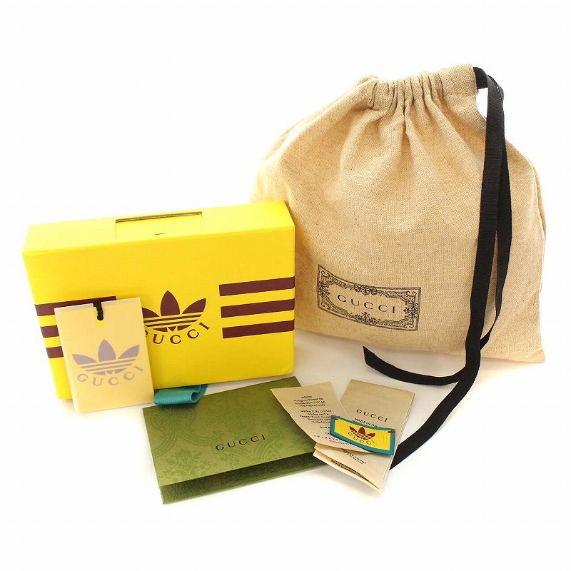 グッチ GUCCI 22SS adidas ストライプ シルク ネックボウ スカーフ 黒